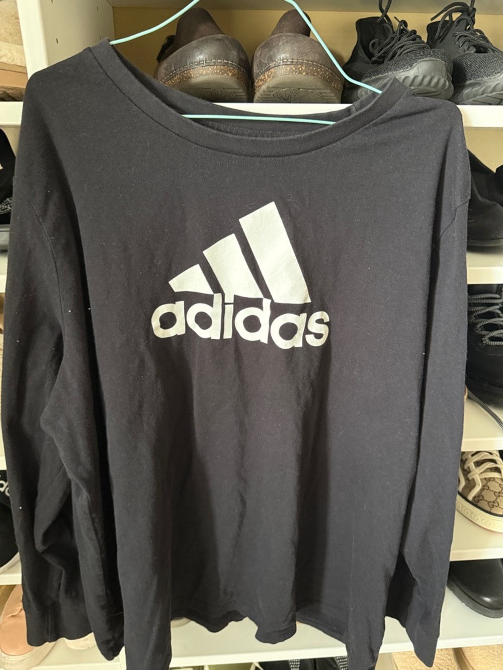adidas Black Long-Sleeve Logo Shirt with White Trefoil